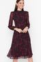 Pink Floral A-Line High Neck Midi Lined Chiffon Woven Winter Dress Twoaw20El1313 - 2