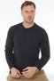 New York Crew Neck Execution Detailed Organic Cotton Anthracite Melange Knitwear Sweater - 3