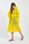 Women's Men's Yellow Hooded Eva Raincoat Windbreaker with Snap Fasteners