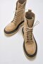 Pearl Beige Suede Genuine Leather Women's Boots - 5