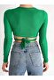 Tie-Waist Wrinkled Fabric Long Sleeve Blouse Green - 6