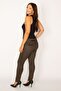 Women's Large Size Khaki Plaid Patterned Trousers with Belt Accessories 65n28637 - 3
