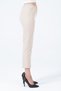 Women's Beige High Waist Pocket Elastic Waist Atlas Woven Fabric Carrot Cut Trousers - 4