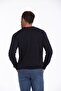 Men's Navy Blue Regular Fit 100% Cotton Crew Neck Knitwear Sweater - 6