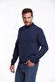 Men's Indigo Regular Fit 100% Cotton Half Turtleneck Sweater - 2