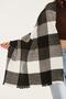 Unisex Soft Textured Checked Shawl Scarf Black White - 4