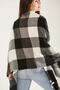 Unisex Soft Textured Checked Shawl Scarf Black White - 5