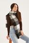 Unisex Soft Textured Checked Shawl Scarf Black White - 6