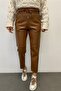 Women's Tan Stitched Leather Trousers 00369 - 2