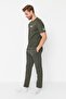 Khaki Printed Knitted Pajama Set THMAW21PT0393 - 3