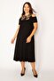 Women's Large Size Brown Shoulder Decollete Roba Garni Dress 65n25800 - 4