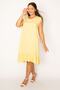 Women's Large Size Yellow Viscose Dress with Frilled Hem 65n35402