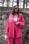 Pink Seersucker Kimono Bottom Top Set