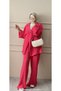 Pink Seersucker Kimono Bottom Top Set - 3