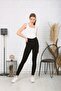 Women's Black Ribbed Leggings High Waist Leggings - 5