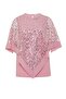 Punto Embroidery and Sequin Detailed Triangle Cut Caped Plus Size Women's Blouse