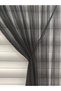 Single Wing Black Patternless 1-2 Sparse Pleated Rope Double Breasted Black Tulle Curtain - 2