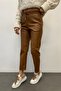 Women's Tan Stitched Leather Trousers 00369 - 4