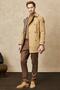 Men's Beige Standard Fit Regular Cut Baby Collar Waist Belted Cotton Winter Trench Coat - 3