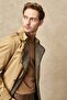 Men's Beige Standard Fit Regular Cut Baby Collar Waist Belted Cotton Winter Trench Coat - 5