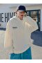 Oversize Unisex Destiny Printed Crew Neck 3 Thread 100% Cotton Hooded Sweatshirt - 4
