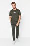 Khaki Printed Knitted Pajama Set THMAW21PT0393