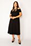 Women's Large Size Brown Shoulder Decollete Roba Garni Dress 65n25800 - 6