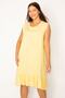 Women's Large Size Yellow Viscose Dress with Frilled Hem 65n35402 - 3