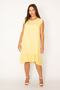 Women's Large Size Yellow Viscose Dress with Frilled Hem 65n35402 - 4
