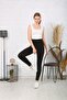 Women's Black Ribbed Leggings High Waist Leggings - 6