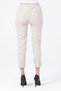 Women's Beige High Waist Pocket Elastic Waist Atlas Woven Fabric Carrot Cut Trousers - 5