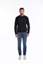Men's Navy Blue Regular Fit 100% Cotton Crew Neck Knitwear Sweater - 4
