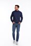 Men's Indigo Regular Fit 100% Cotton Half Turtleneck Sweater - 3