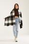 Unisex Soft Textured Checked Shawl Scarf Black White - 3