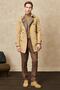 Men's Beige Standard Fit Regular Cut Baby Collar Waist Belted Cotton Winter Trench Coat - 2