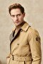 Men's Beige Standard Fit Regular Cut Baby Collar Waist Belted Cotton Winter Trench Coat - 7
