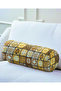 Modern Suede Cylinder Pillow with Ethnic Checkered Geometric Drawing and Filling - Waist Pillow - 5