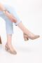 Genuine Leather Laser Cut Stylish Heeled Shoes Şhn.882 - Taupe - 35
