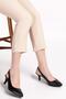 Women's Genuine Leather Medium Heel Stiletto Vdt.230 - Black - 40 - 3