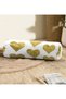 Gold Colored Heart Patterned Modern Suede Cylinder Pillow with White Background - Waist Pillow - 3