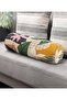 Colorful Background Leaf Patterned Onedraw Drawing Inner Filled Suede Cylinder Pillow Throw Pillow - Waist Pillow - 3