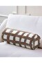 Brown Floor Geometric Square Motif Decorative Inner Filled Zippered Suede Cylinder Roll Pillow Throw Pillow - 2