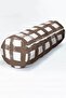 Brown Floor Geometric Square Motif Decorative Inner Filled Zippered Suede Cylinder Roll Pillow Throw Pillow - 3