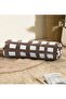 Brown Floor Geometric Square Motif Decorative Inner Filled Zippered Suede Cylinder Roll Pillow Throw Pillow - 5