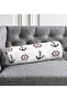 Modern Suede Cylinder Pillow with Colorful Anchor Pattern on White Background Throw Pillow Waist Pillow - 2