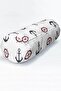 Modern Suede Cylinder Pillow with Colorful Anchor Pattern on White Background Throw Pillow Waist Pillow - 4