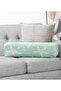 Cream Starfish Design Inside Padded Zippered Suede Cylinder Circle Pillow Throw Pillow on Green Background