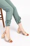 Genuine Leather Colored Tar Heeled Shoes Şhn.75 - Beige Combination - 43