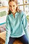 Women's Blue Polo Collar Washable Soft Textured Knit Sweater KZK-19000432