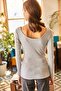 Women's Gray Wide Collar Camisole Blouse BLZ-19000722 - 5